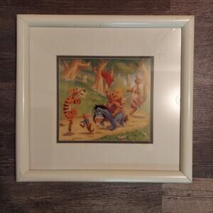 Marlin Art Disney Pooh's Afternoon Fun Lithograph Matted in 17" x 18" Frame